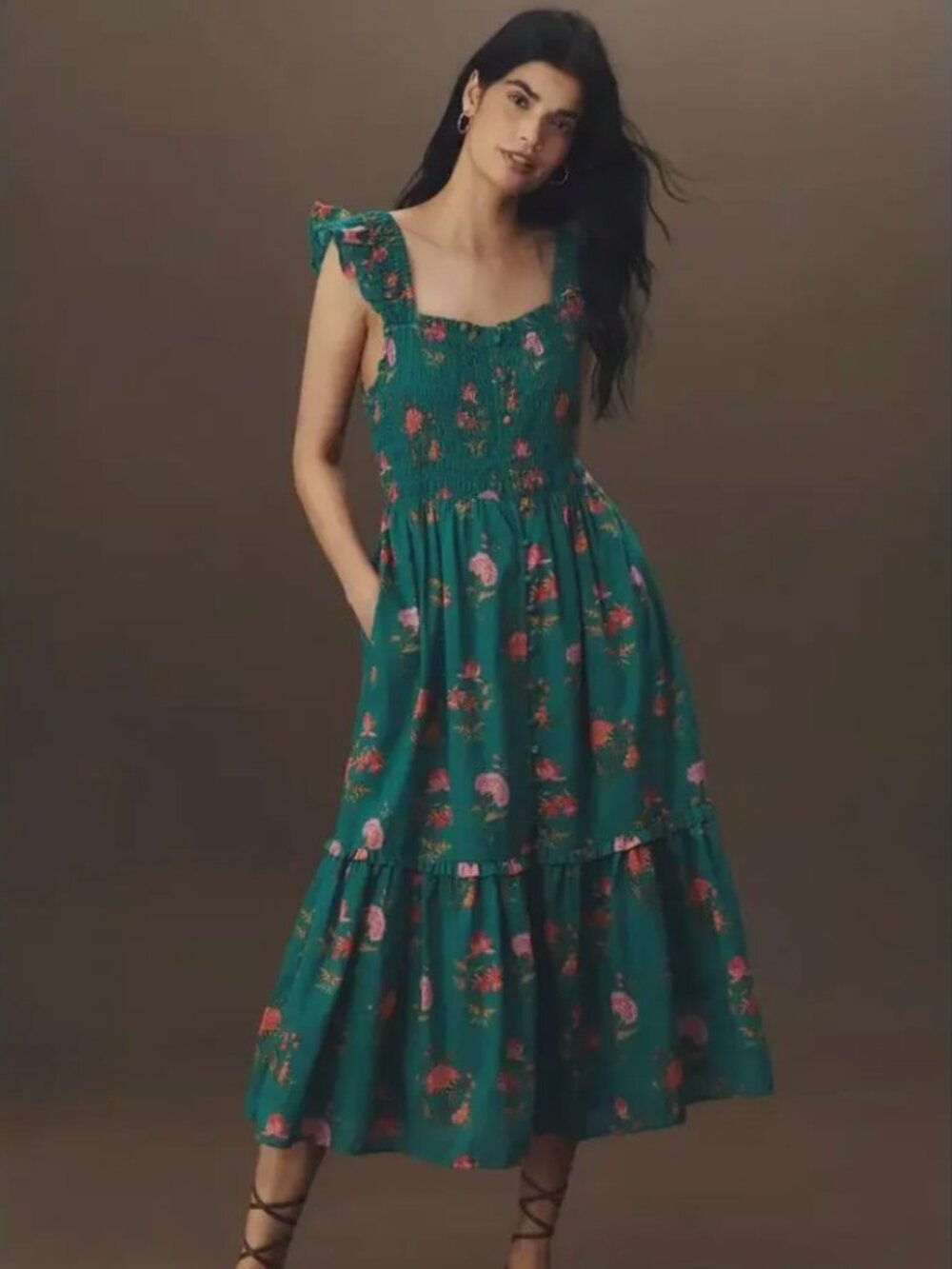 Anthropologie Peregrine Square Neck Midi Dress